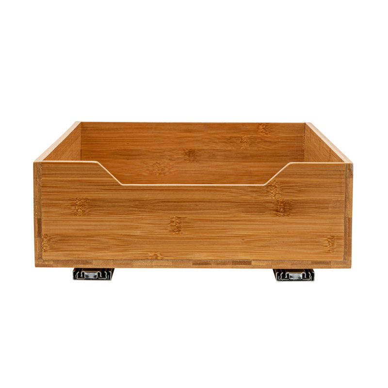 Glidez Bamboo and Steel Pull-Out/Slide-Out Storage Organizer for Under Cabinet Use - 1-Tier Design - Fits Standard Size Cabinet or Shelf, Natural