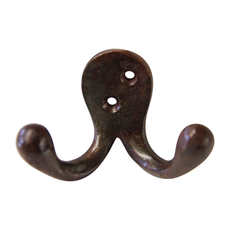 Rustic Iron Double Droplet Wall Hook with Screws