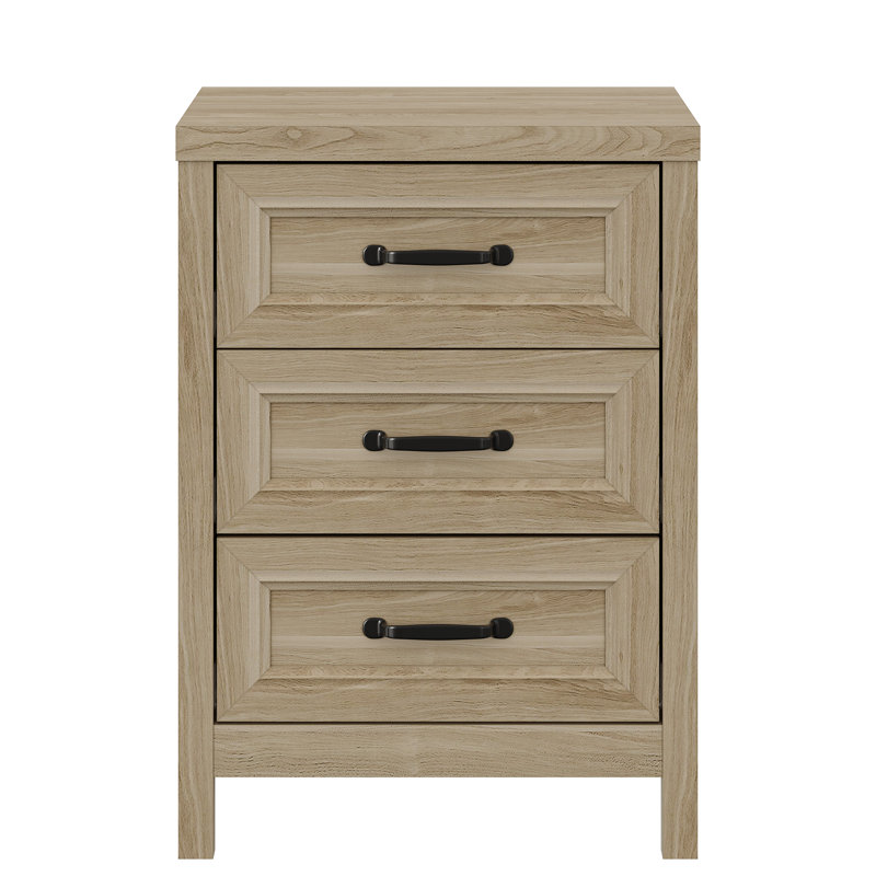 3-Drawer Nightstand, Brown