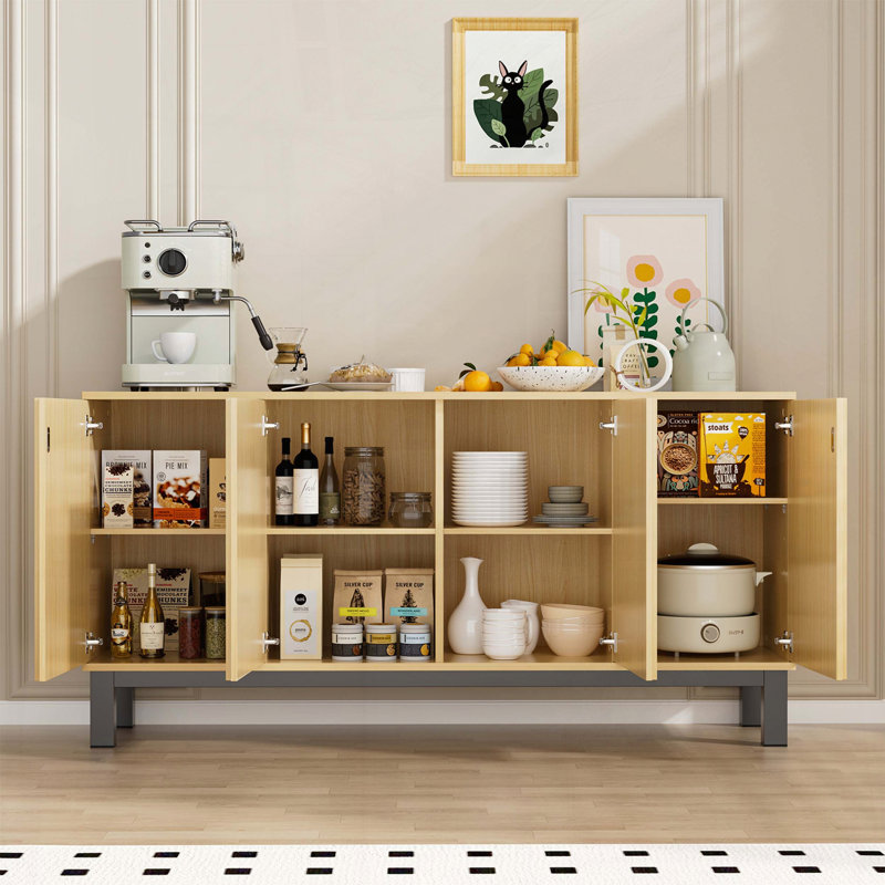Fluted Credenza Buffet Cabinet with Storage