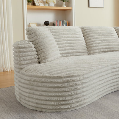 Modern Curved L-Shape Luxury Sectional Oversized Sofa: Minimalist Design, Comfy Sleeper Couch For Living Room, Apartment & Reception Spaces,No Assembl