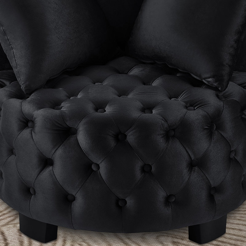 Fauteuil demi-tonneau capitonné 31,23 po, Noir
