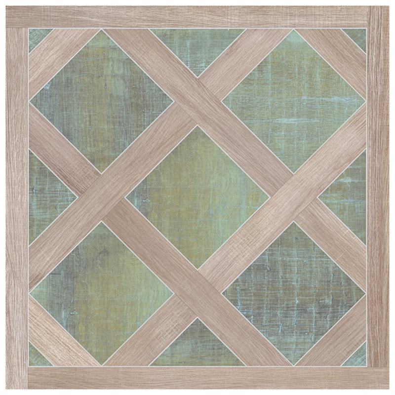 Fusione Intarsio 23-1/2 in. x 23-1/2 in. Porcelain Floor and Wall Tile, Brown Green