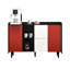 Buffet en noir et rouge pour armoire de rangement élégante avec portes, 2 tiroirs et compartiments ouverts-120660194