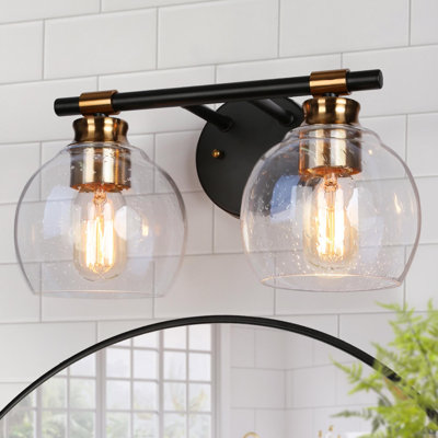 Éclairage pour meuble-lavabo moderne à 2 lumières noir / laiton Mariello