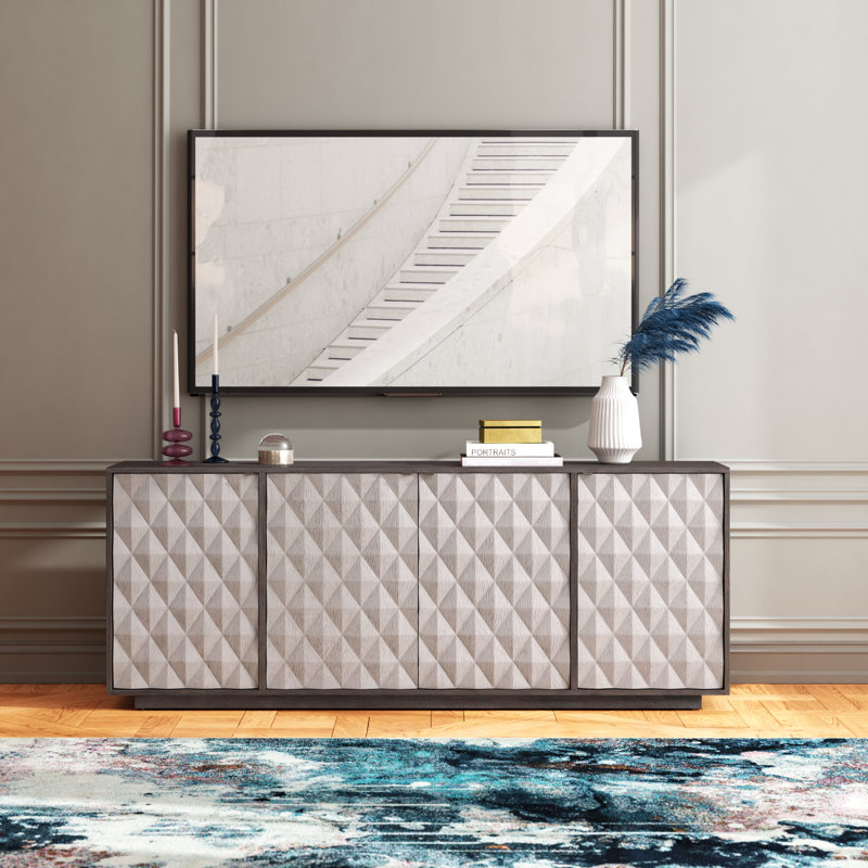 Prism 82'' Gray and Brown Media Console with Cabinets