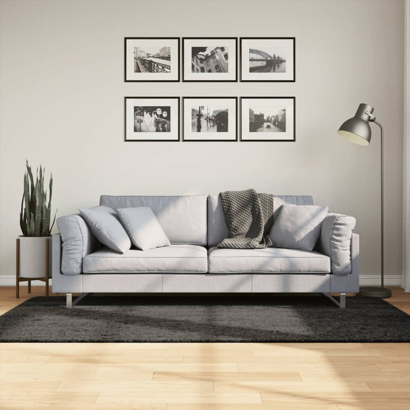 Rug "ISTAN" High Pile Shiny Look Anthracite, Rectangle 100 x 200cm