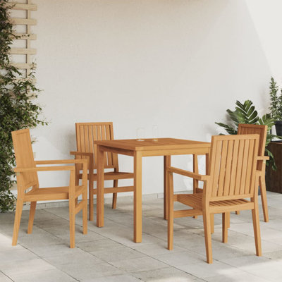 Tabatiere 4 - Person Teak Solid Wood Patio Dining Set Square Table