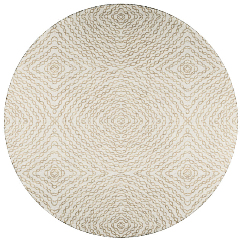 Araoluwa Chenille Washable Oriental Rug, Round 8'