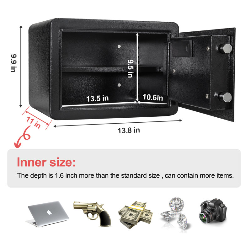 Petit coffre-fort de 1,2 pi cu avec clavier numérique TigerKing pour garde-robe, appartement, dortoir, bureau à domicile, noir