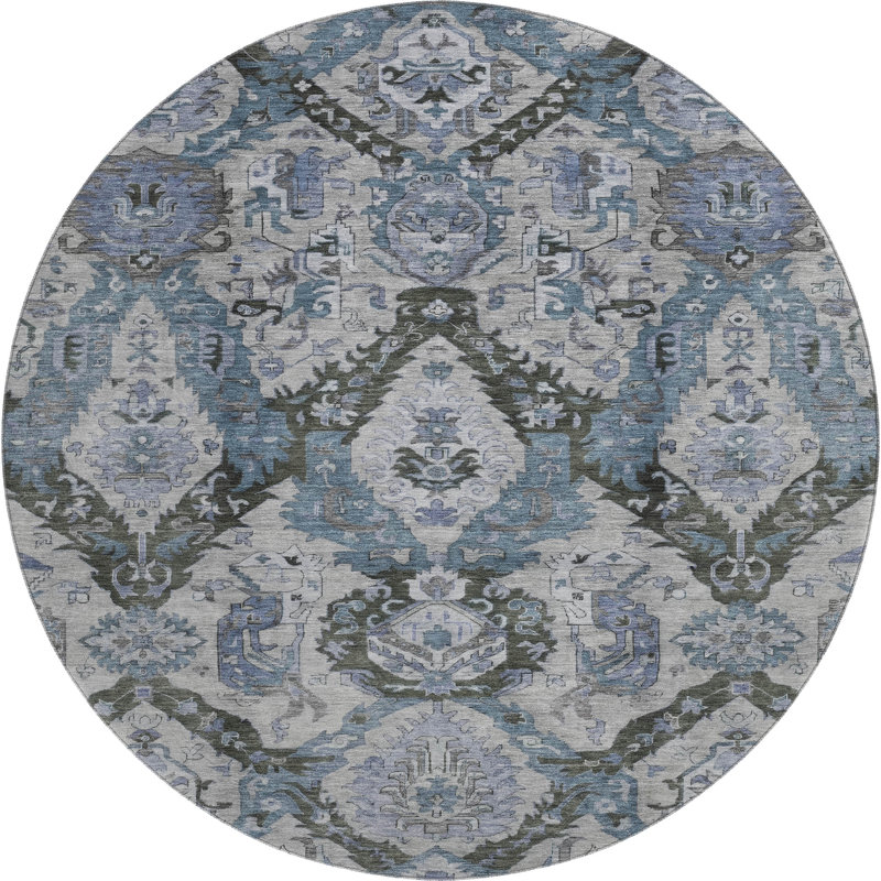 Premium Machine Washable Mayfield Panels Rug, Round 8'