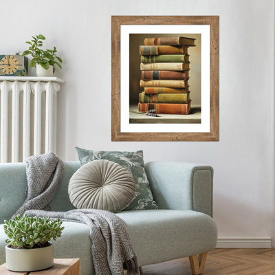 «The Book Pile» par Andreas Magnusson, impression sur bois encadrée