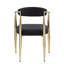Paire de chaises de salle à manger de style Mid-Century moderne, rondes avec rembourrage doux, pieds en métal noir pour le revêtement du dossier, surface