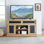 Meuble télé, console télé et média en relief avec espace de rangement ouvert et fermé et porte coulissante pour le salon et la chambre à coucher