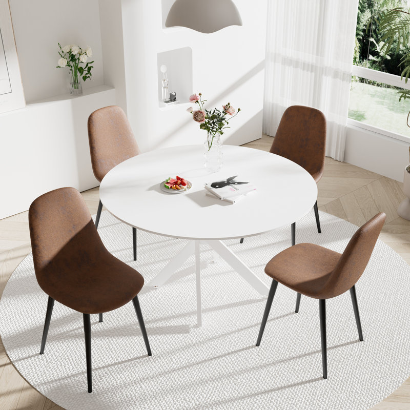 Ensemble de table de salle à manger 5 pièces pour 4, Brun / Noir, H 30 po x L 36 po x l 36 po