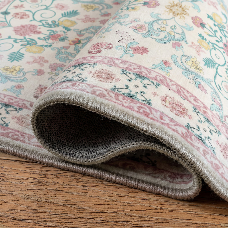 Machine-washable Area Rugs, Traditional Oriental Patterned Carpets, Soft Low-Pile Vintage-Style Area Rugs, Perfect for Living Rooms, Dining Rooms, Bedrooms, or Family Rooms,Pink