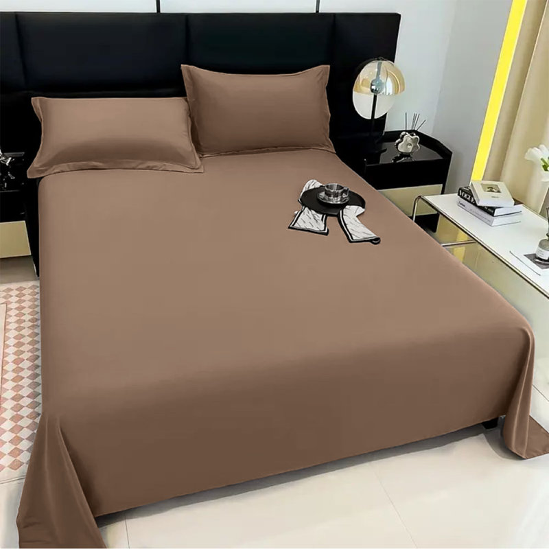 Aspire Homeware Hotel Quality Egyptian Cotton Flat Sheet for Soft and Breathable Sleeping Comfort, Kingsize (5'), Beige