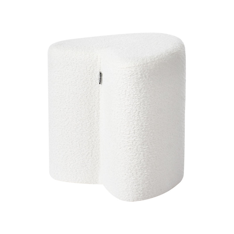 40cm Wide Heart Solid Colour Pouffe Ottoman, White