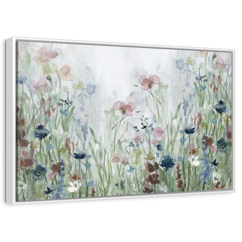 Champs de fleurs sauvages, Cadre flottant blanc, 13 po x 9 po