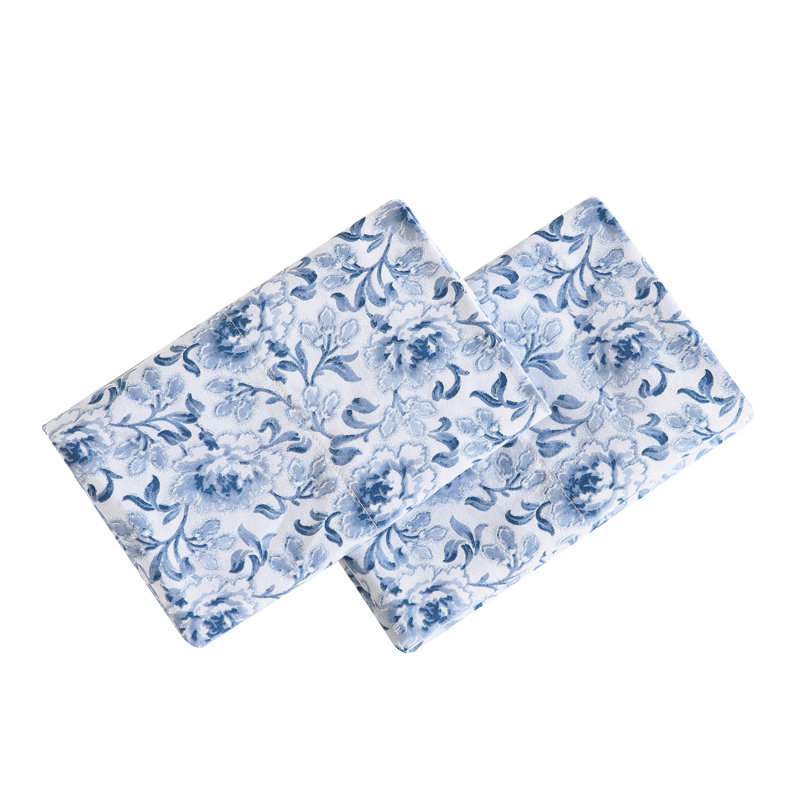 Laura Ashley Printed Cotton Sateen Pillowcase Set, Lorelei Blue