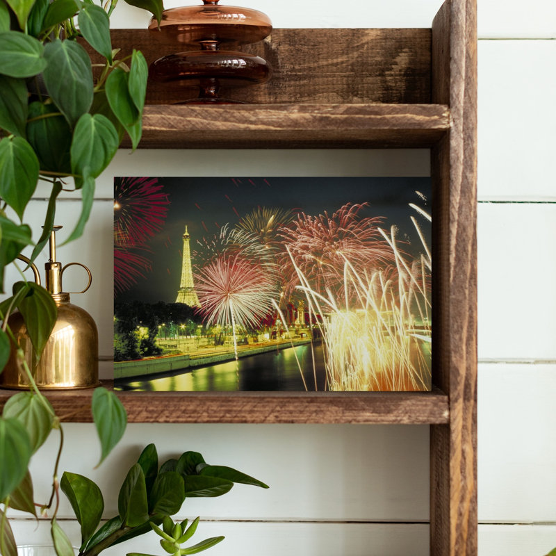 Feux d'artifice Paris, art abstrait contemporain, paysage, art mural, H 12 po x l 18 po