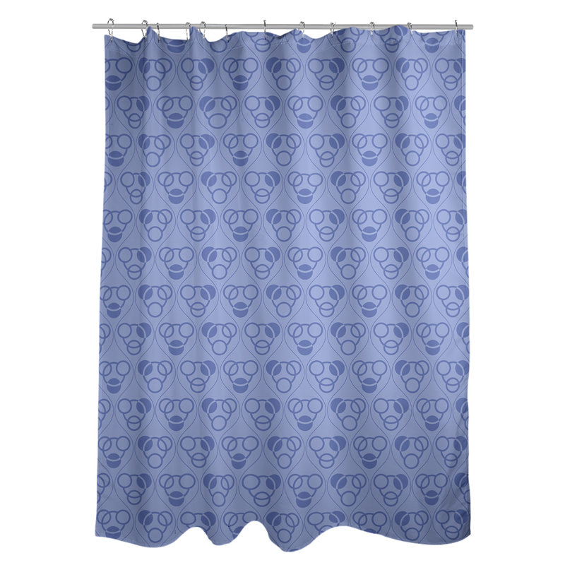 Rideau de douche simple cercles et vagues classic, Bleu pâle