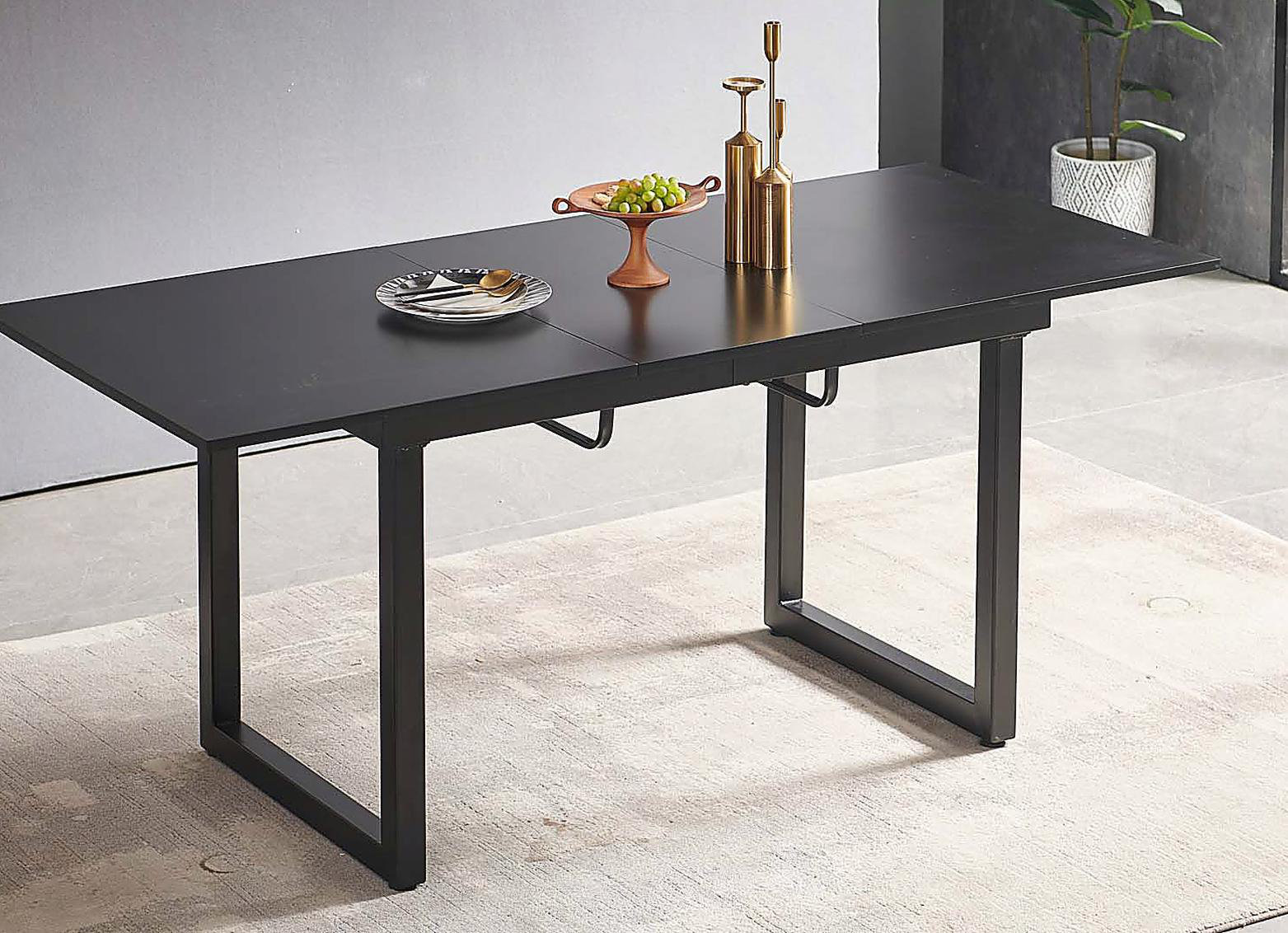 Ebern Designs Square Extendable Dining Table With Metal Leg,Modern ...