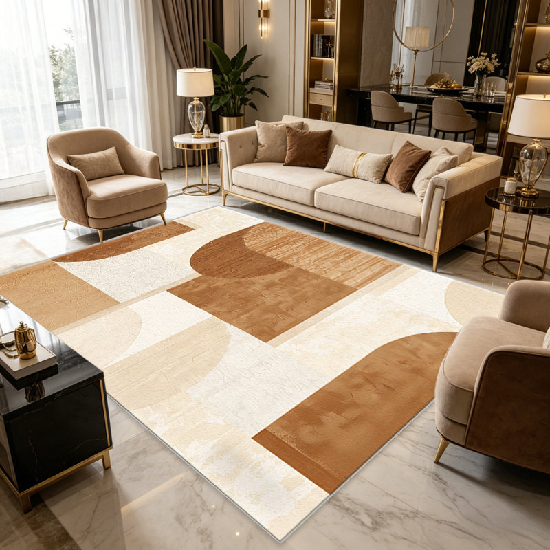 Earthy Geometry   area rugs for Living Room, Soft and Comfortable, Suitable for all seasons, easy to maintain, machine washable Indoor floor mat, Under Table Farmhouse suitable for Bedroom, Dining Room, Study,  Balcony, Home Decor Patio