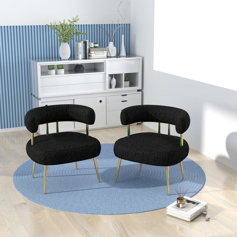 Upholstered Barrel Chair, Black