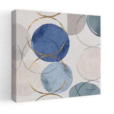 Circular Harmony In Blue And Gold I Abstract Contemporary Wall Art