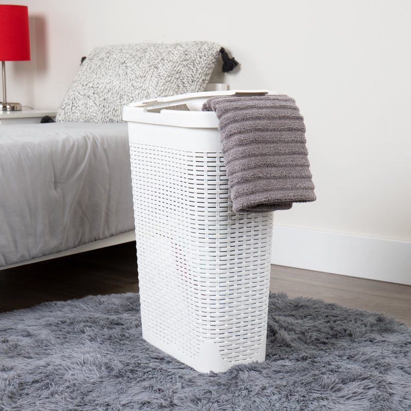 Panier à linge mince, capacité de 40 litres, couvercle à charnières, paquet de 2, Blanc, P 18 po x l 10,4 po x H 23,5 po