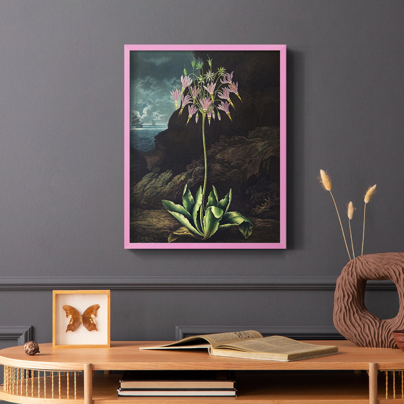 Temple of Flora II, reproduction encadrée - bois massif, H 10 po x l 8 po, Rose