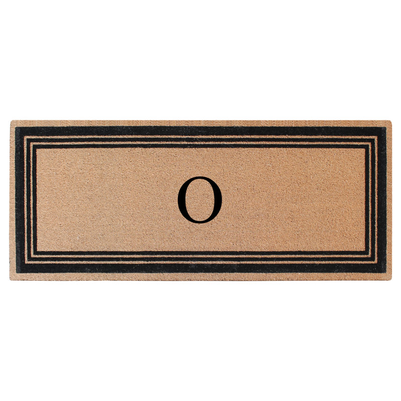 Monogrammed Triple Classic Border Natural Coir Door Mat with PVC Backing – Heavy-Duty, Anti-Shed & Easy to Clean, O