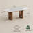 79" Mid-Century Modern Oval Dining Table For 6, Scratch-Resistant Glossy Sintered Stone Top & Walnut Fluted Pedestal Base, Easy-To-Clean Kitchen Table, Fluted Dining Table, Japandi Dining Table-1926284170-1926284169-1914609868