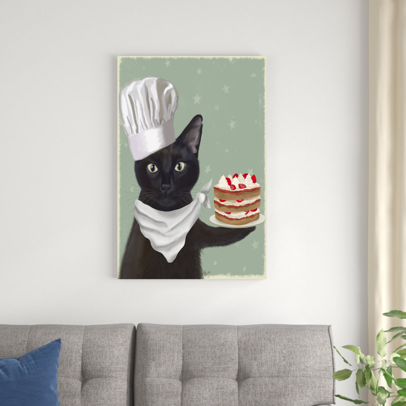 Gâteau au chat noir et aux fraises, H 36 po x l 24 po x P 1,25 po