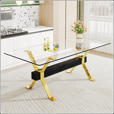 Dining Table Modern Tempered Glass Dining Table Large Modern Office Desk