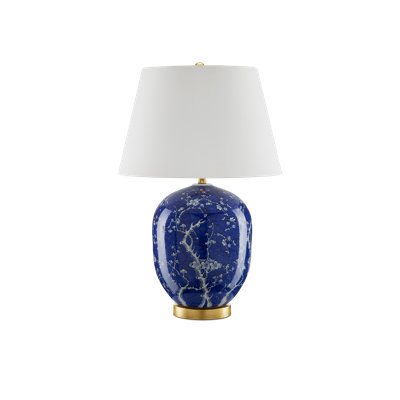 Lampe de table 31 po bleu / blanc / feuille d'or Sakura