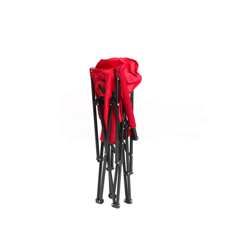 Chaise de jardin robuste à haut dossier avec support 250LBS, chaise pliante portative avec porte-gobelet - rouge, Rouge
