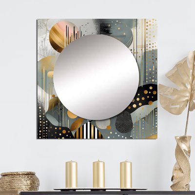 Malulani - Grand miroir carré abstrait en marbre pour décoration murale