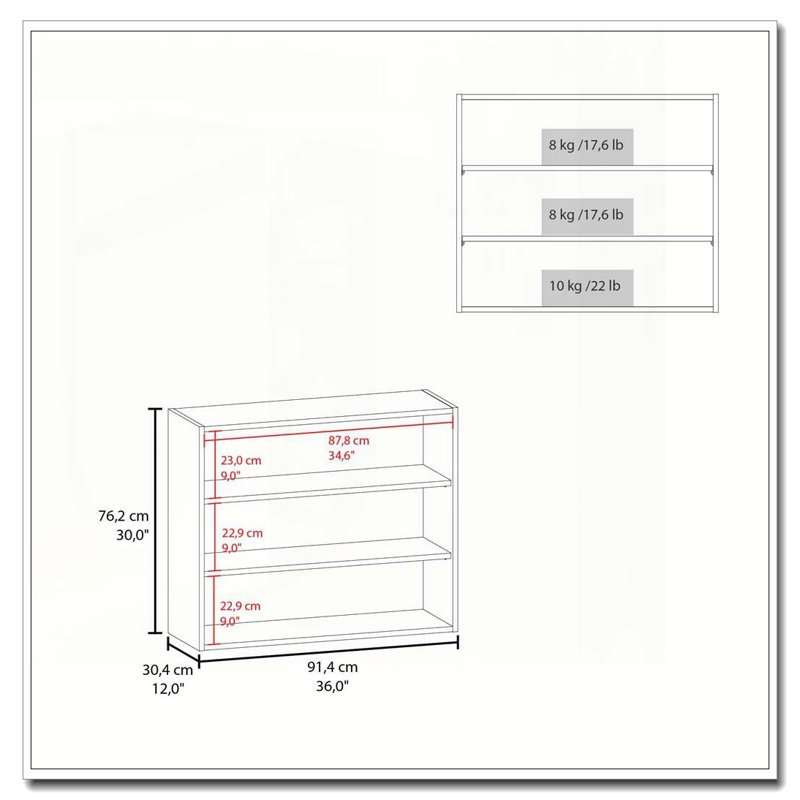 Armoire murale noire avec rangement ouvert, H 30 po x l 36 po x P 12 po, Noir