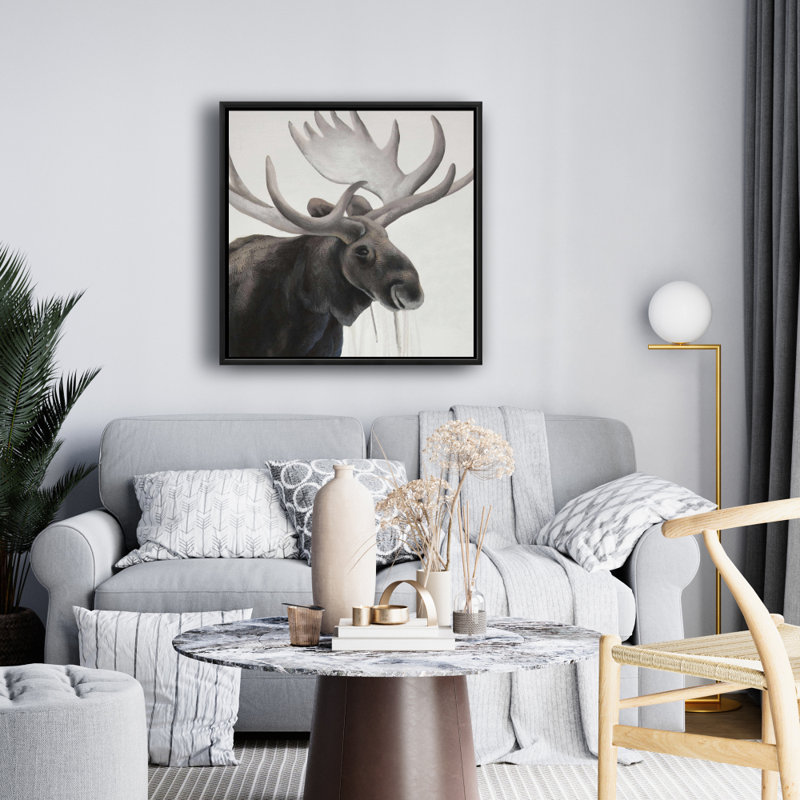 Toile rustique avec orignaux | Art encadré animal brun pour la décoration intérieure