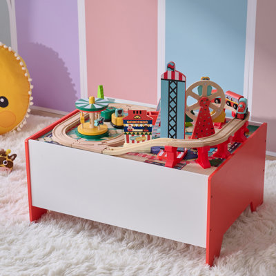 Teamson Kids Florida Amusement Park Activity Table With 6 Interactive Mini Games & Train Rail by Teamson Kids