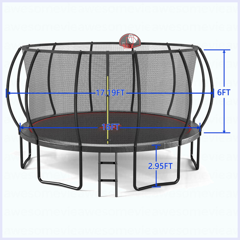 YC 16FT Trampoline Pumpkin- Black Red