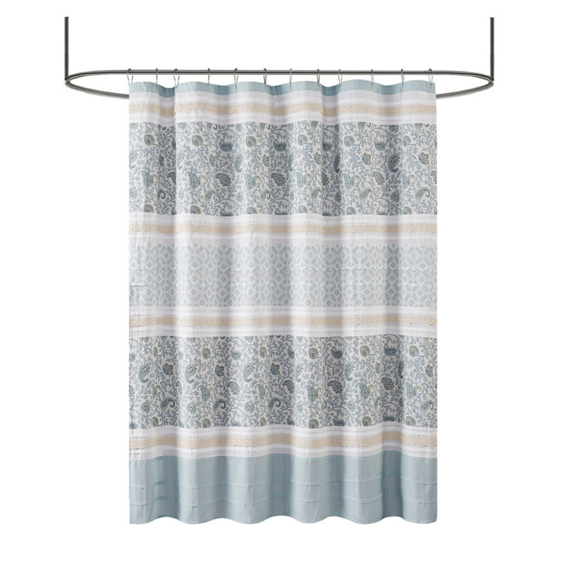 Rideau de douche en coton, Imprimé et reconstitué multi, Turquoise