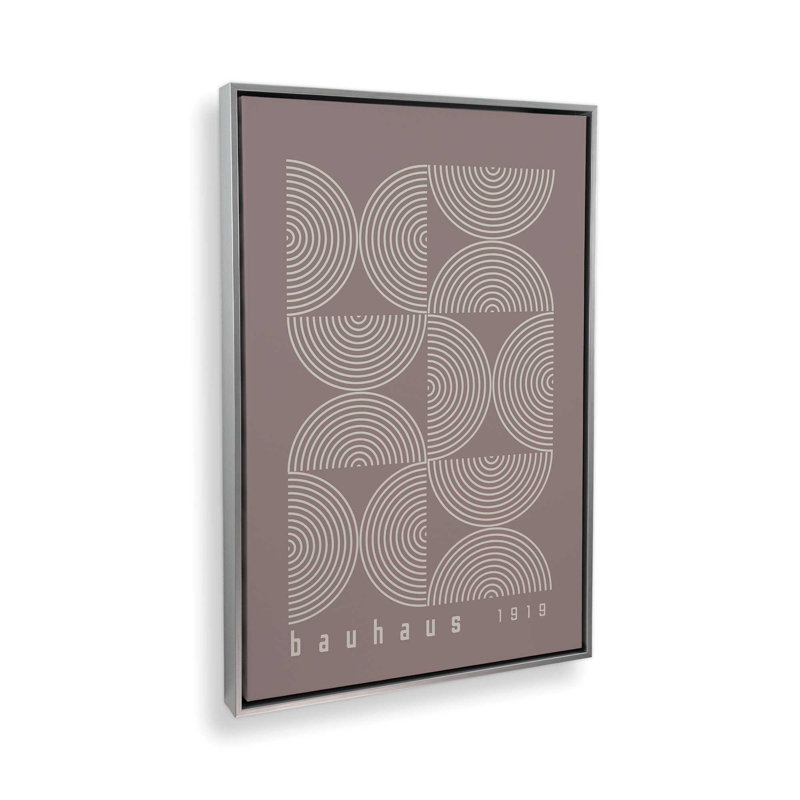 Affiche de composition Bauhaus, Cadre flottant en chrome poli, H 12,75 po x l 8,75 po, Taupe chaleureux