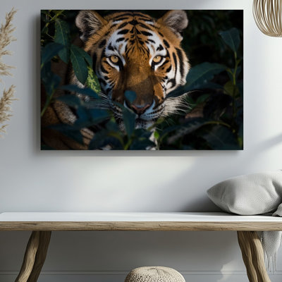 Canvas In A Captivating Close Up Of A Tiger S Face Wall Art The Intense Amber Eyes Glimmer With Piercing Focus As They For Modern Home Canvas Wall Art