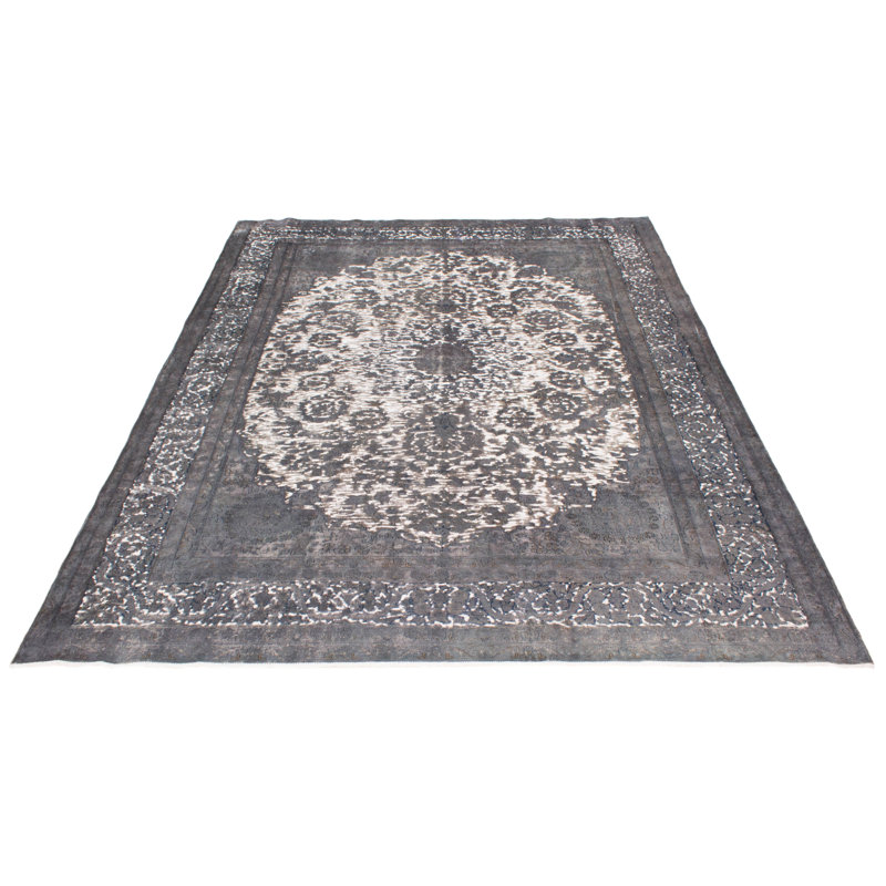 Tapis gris unique en laine 8 pi 11 po x 11 pi 9 po Saga