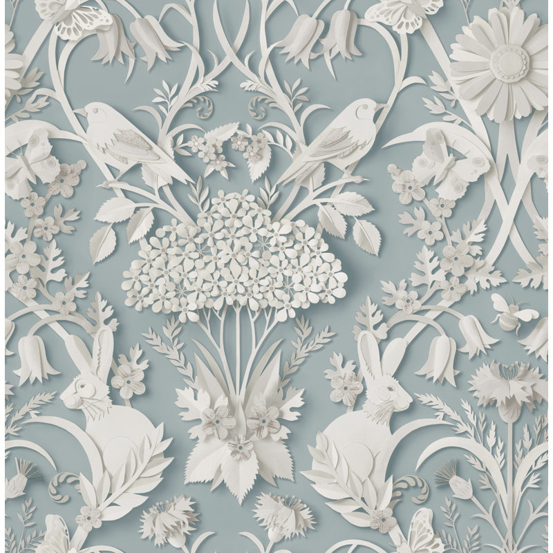 Woodland Trees Wallpaper, Blue