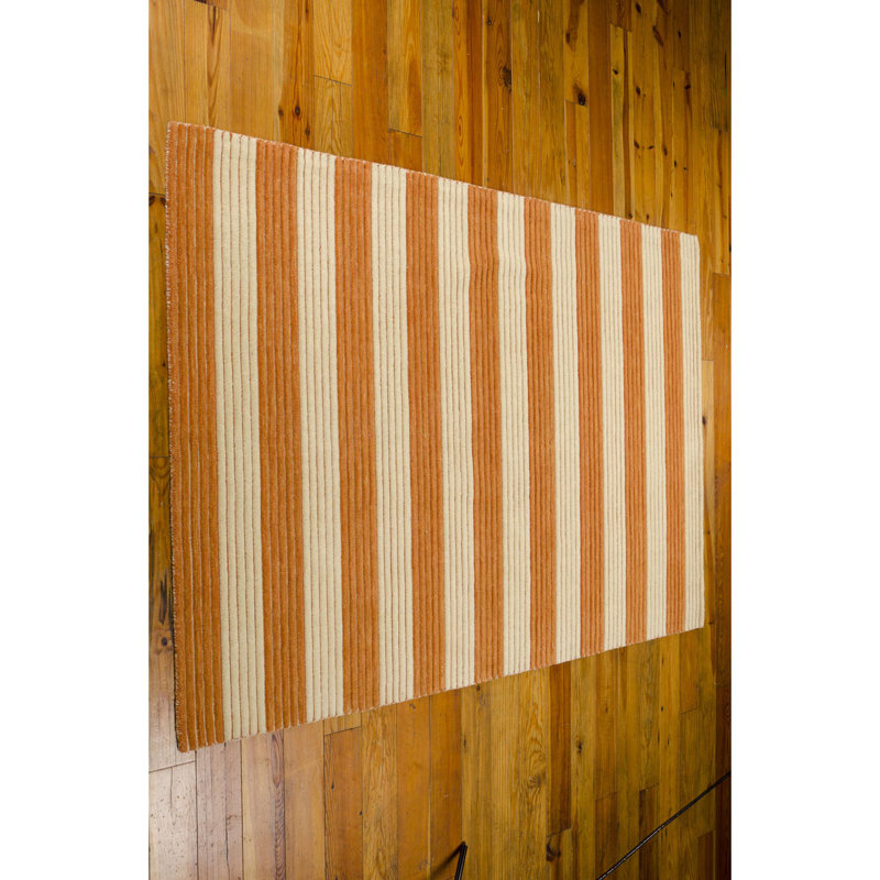 Hand Knotted Wool Pumpkin Stripe Area Rug, 7'9" x 10'10"