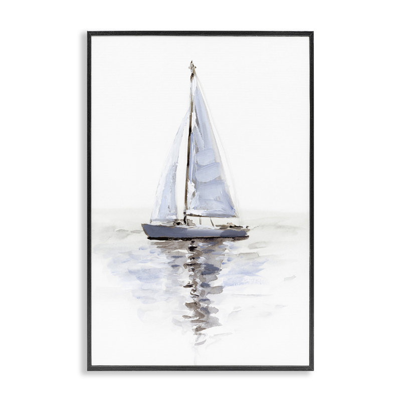 Art minimaliste de giclée par voilier par Victoria Barnes, H 18 po x l 12 po, Giclée encadrée noir minuit